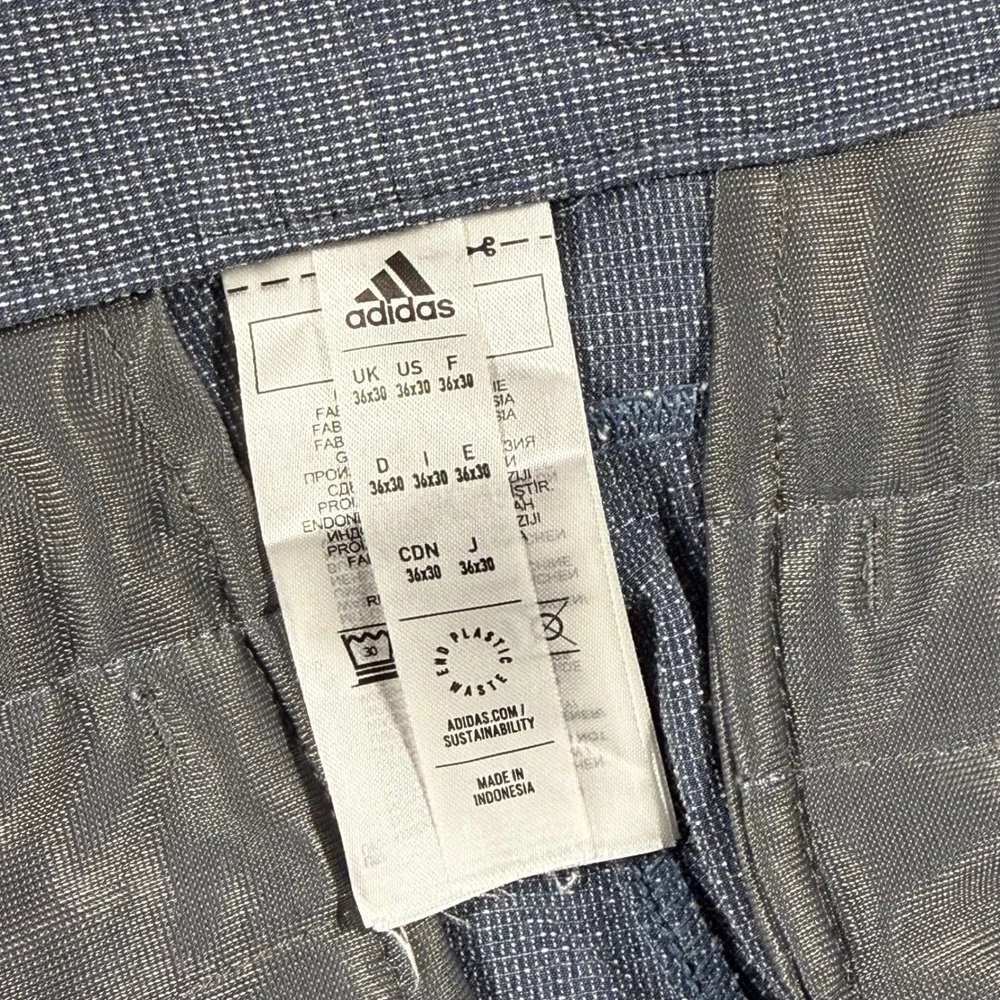 Adidas Crosshatch Golf Pants Mens 36x30 Performance Textured Stretch Blue